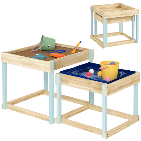 Dual Wooden Sand & Water Play Tables – Compact Nesting Design