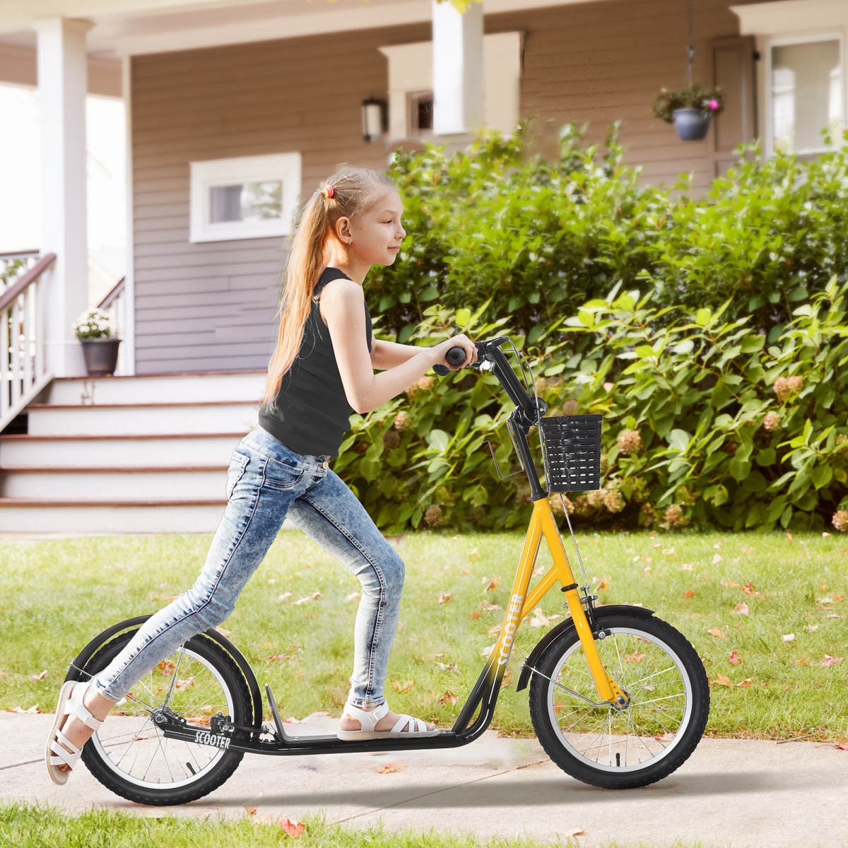 Kids Kick Scooter Teen Ride On Adjustable Children Scooter with Brakes