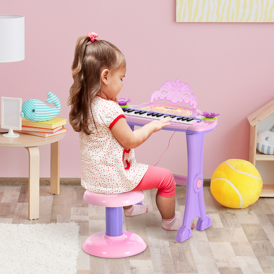 Kids 32-Key Electronic Organ with Microphone & Stool – Ages 3–6
