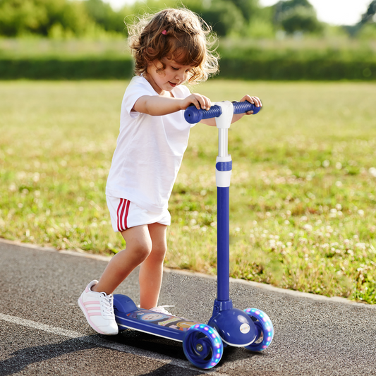 AIYAPLAY Kids 3 Wheel Scooter for 2-6 Years Old w/ Adjustable Height, Blue