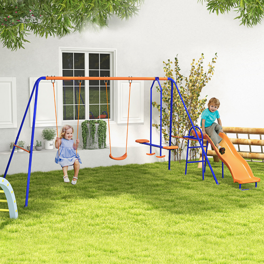 4-in-1 Outdoor Swing & Slide Set – Multicolour