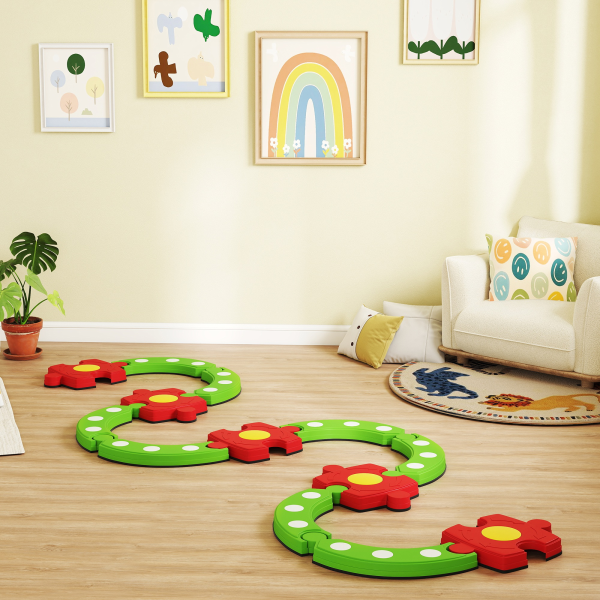 Kids’ Modular Balance Beam Set – Green & Red