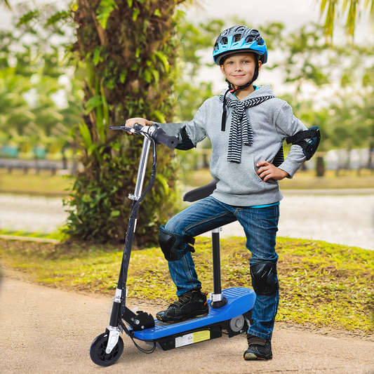 Kids Foldable Electric Powered Scooters 120W Toy Brake Kickstand Blue HOMCOM