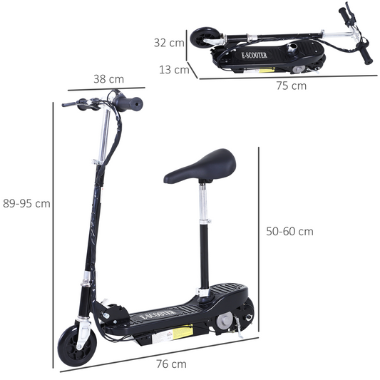 Kids Foldable Electric Powered Scooter 120W Toy Brake Kickstand Black