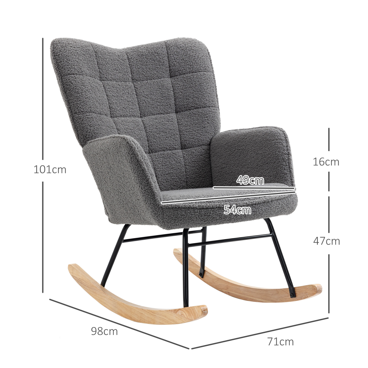 Comfortable Rocking Armchair – Soft Fleece Upholstery, Gentle Rocking Motion HOMCOM