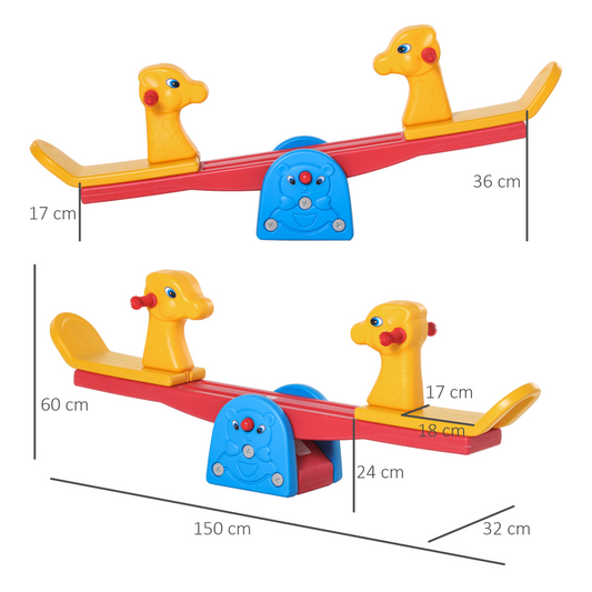 Kids Animal Seesaw with Handles – 2-Seater for Ages 1–4