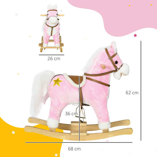 Classic Wooden Rocking Horse – Pink (Ages 3-6)
