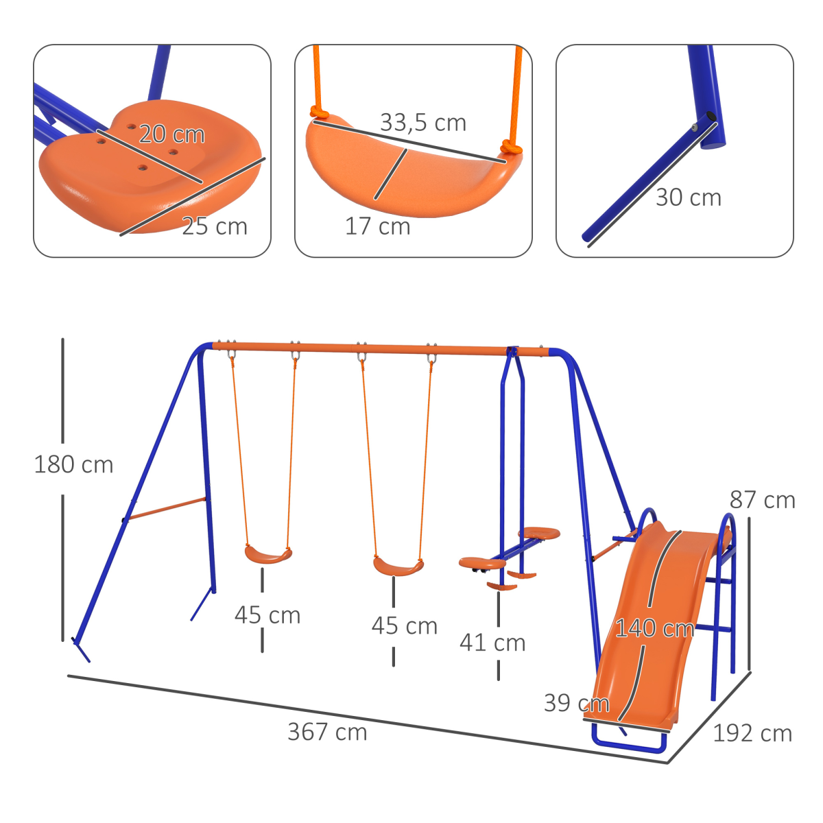 4-in-1 Outdoor Swing & Slide Set – Multicolour