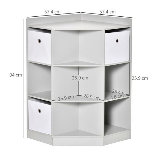 Kids’ Corner Storage Unit with Nine Compartments – White MDF Organiser for Bedrooms & Playrooms