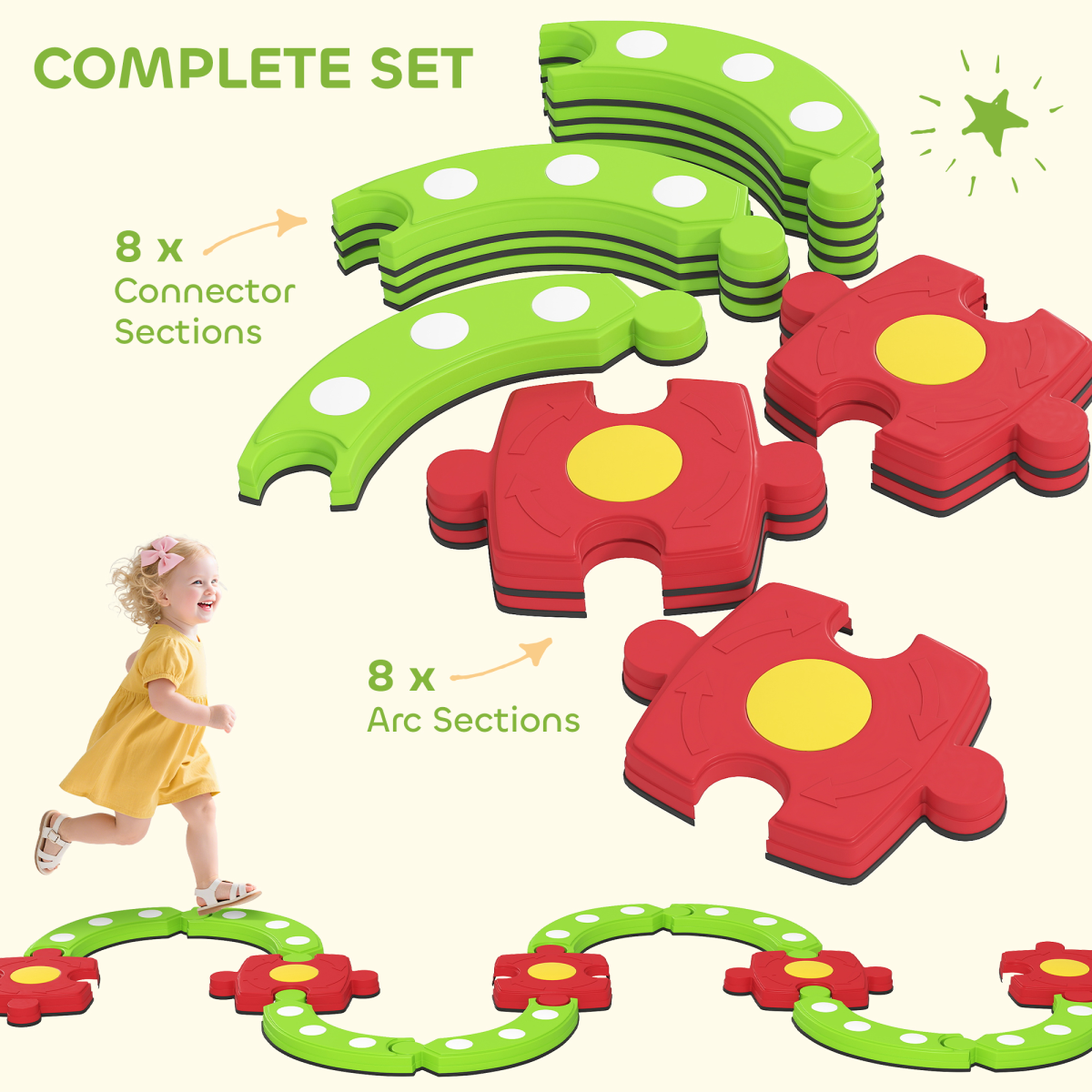 Kids’ Modular Balance Beam Set – Green & Red