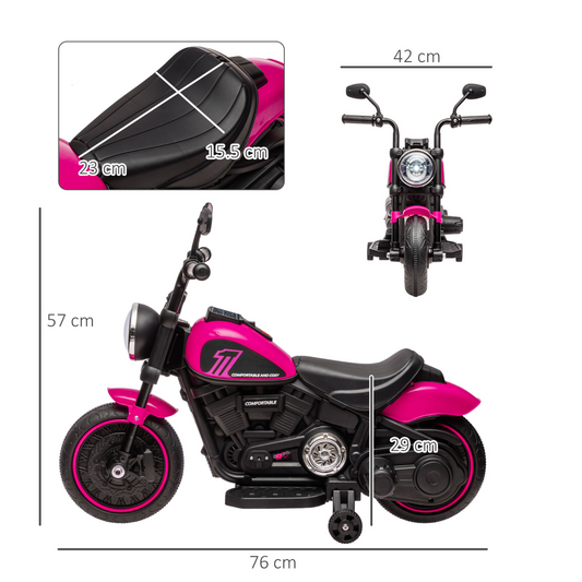 Kids Electric Ride-On Bike – Pink & Black (6V)