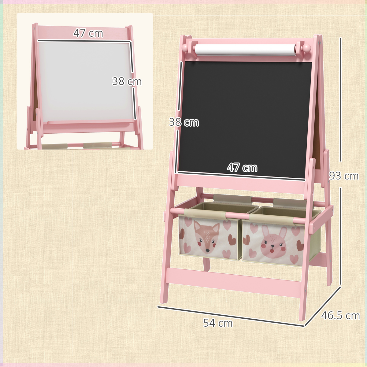 AIYAPLAY 3-in-1 Kids Art Easel β Pink Animal Design