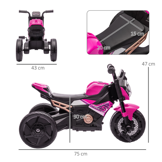 3-in-1 Kids Ride-On Motorcycle – Tricycle, Balance Bike & Sliding Car (Pink)