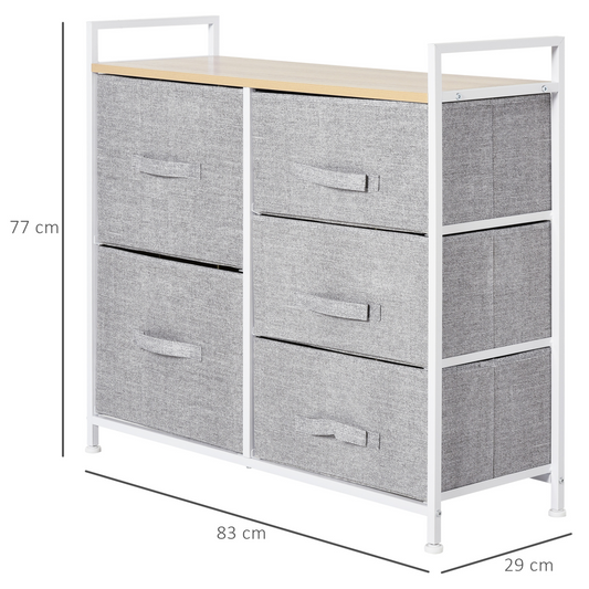 4-Drawer Fabric Storage Cabinet with Metal Frame – Grey