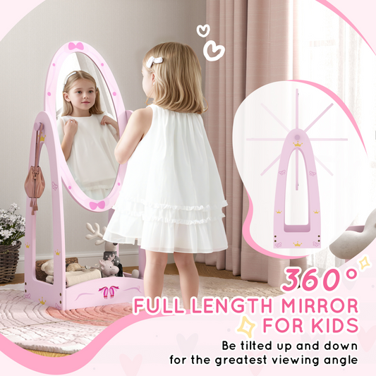 Adorable 360-Degree Rotatable Mirror with Storage for Children's Room