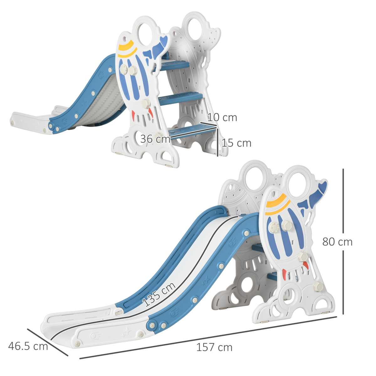 Baby & Toddler Slide – Space Theme Indoor Freestanding Slide (Ages 1.5–3, Blue)