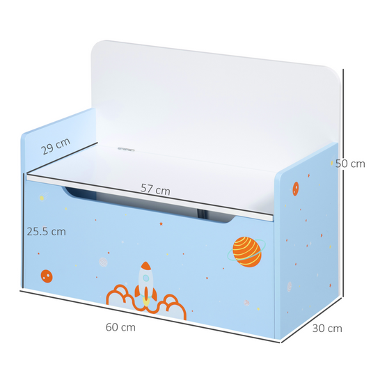 2-in-1 Kids Toy Chest with Seat & Backrest – MDF & Pine Wood