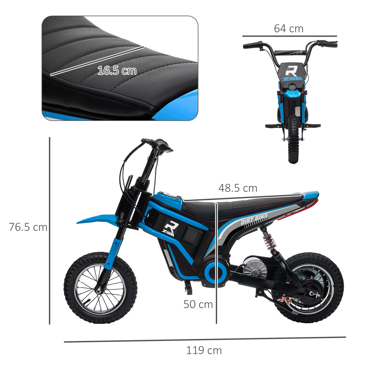 Kids 24V Electric Ride-On Motorbike with Adjustable Speed & Lights – Blue (Ages 8–12)
