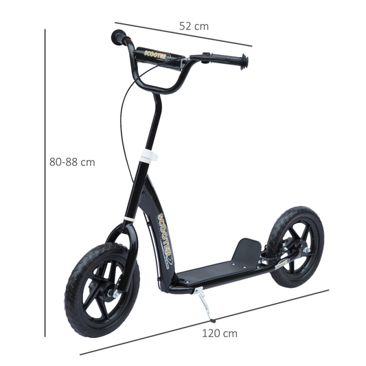 Push Scooter Teen Kids Stunt Bike Ride On with 12" EVA Tyres, Black