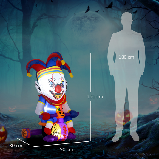 Inflatable Creepy Clown on Bike with LED Lights – Outdoor Halloween Decoration