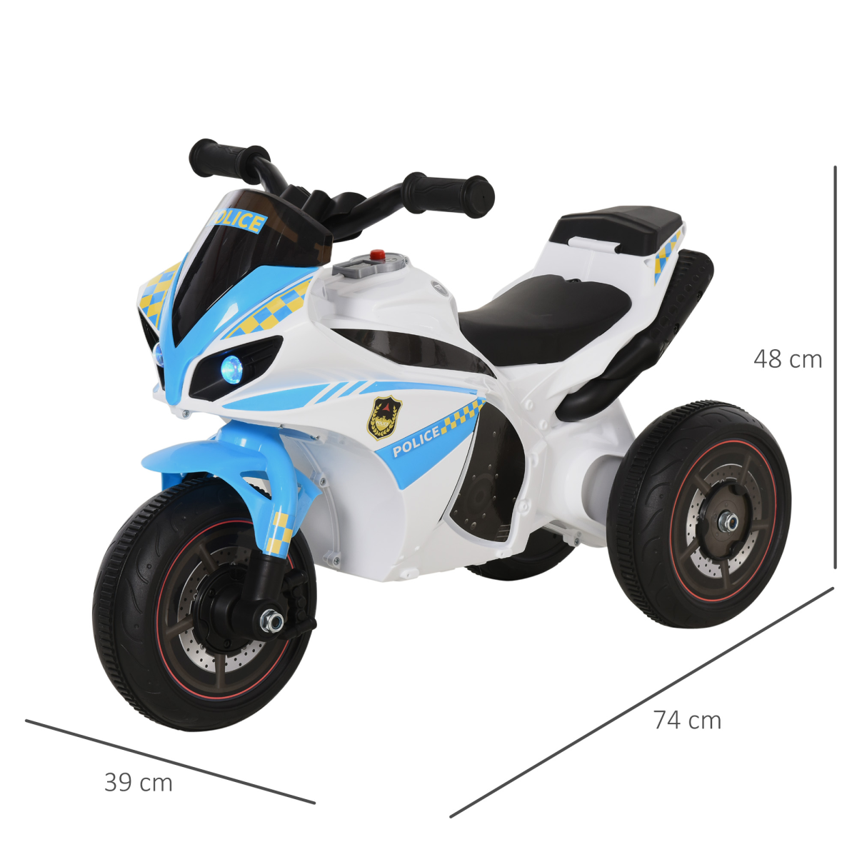 Kids Police Ride-On Bike with Lights & Music – 3-Wheel Balance Bike (Ages 18–36 Months)