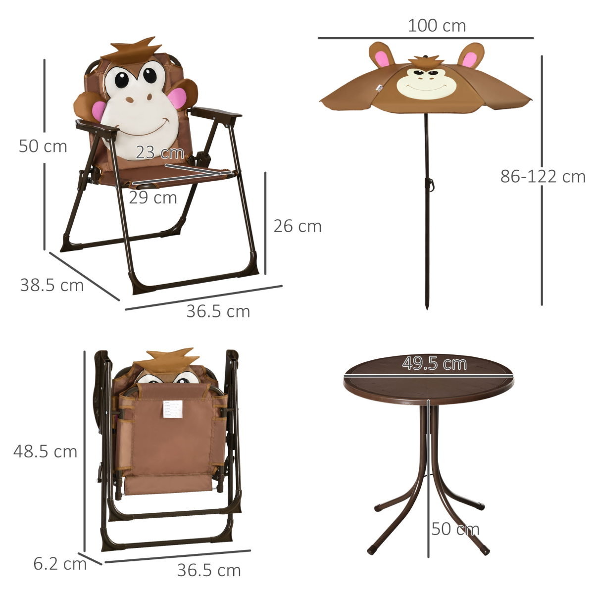 Kids Foldable Four-Piece Garden Set – Table, Chairs & Umbrella