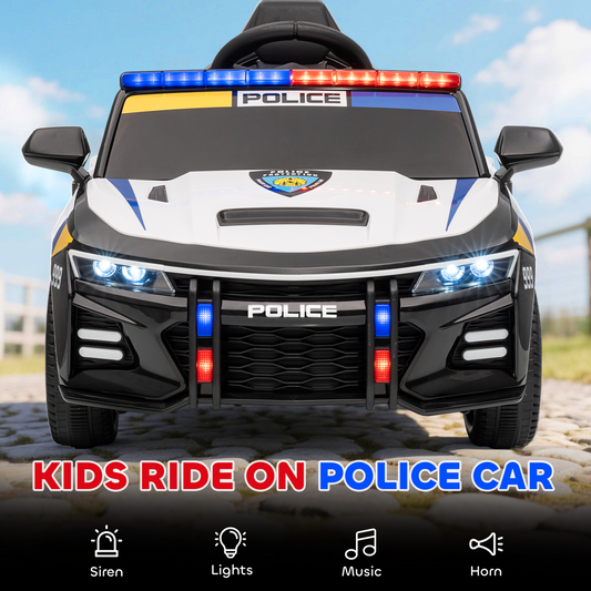 Kids Electric Ride-On Police Car with Remote Control, Lights & Music (Ages 3–5)