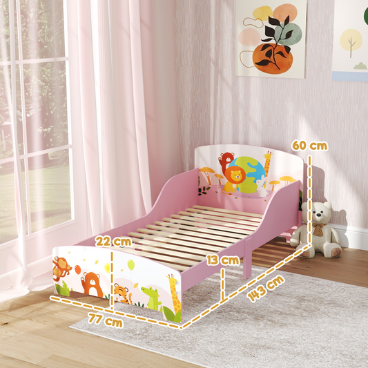 Toddler Bed, Cute Animal-Themed Kids Bed Frame, 143 x 77 x 60cm