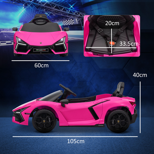 Pink Lamborghini Revuelto 12V Electric Ride-On Car - Licensed Kids Car with Remote Control