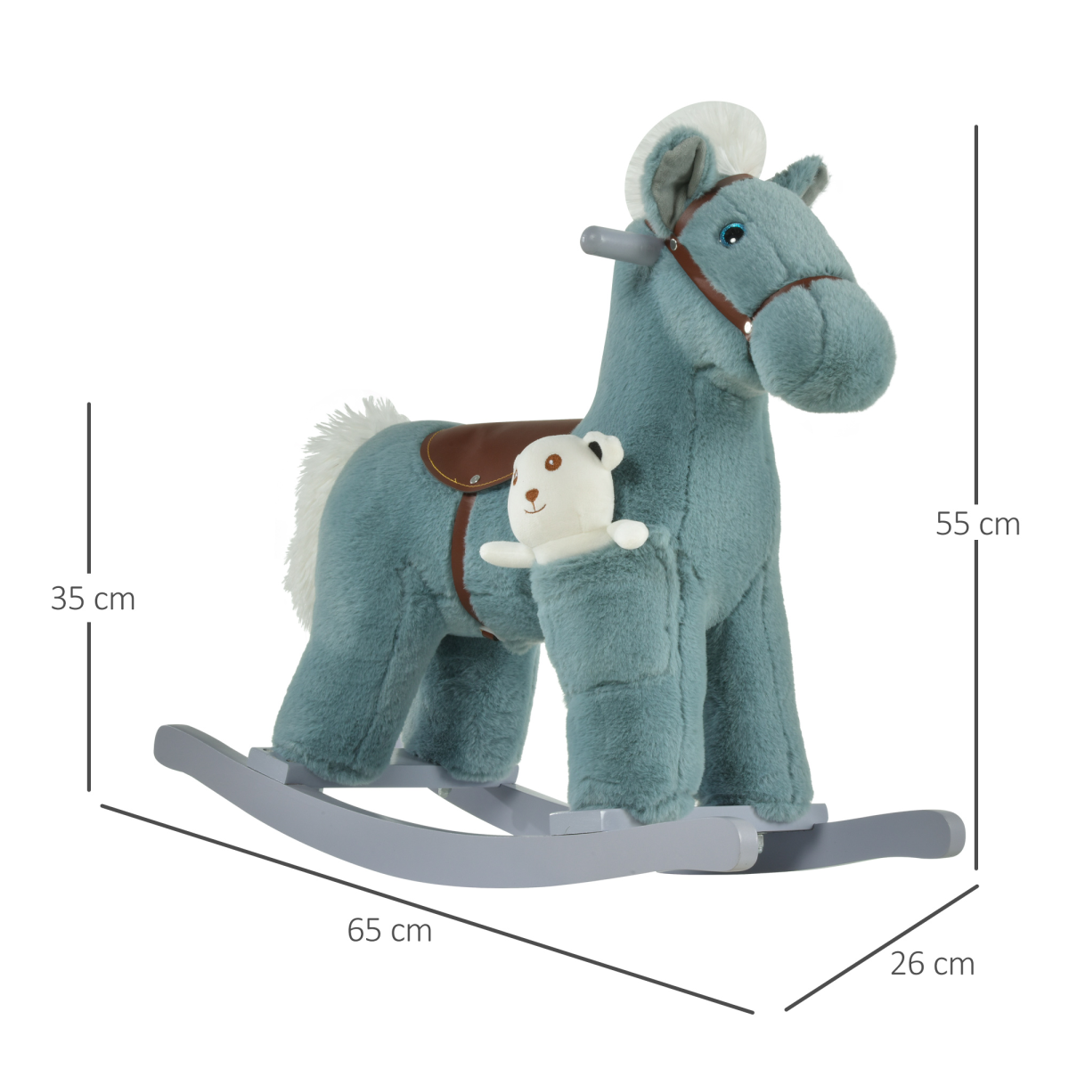 Classic Kids Rocking Horse with Sounds – Wooden Base Ride-On Toy