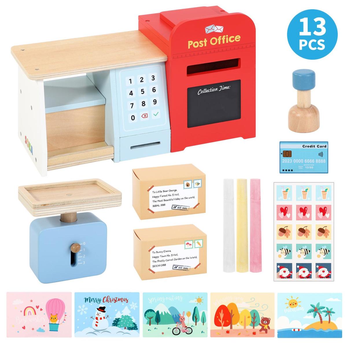 SOKA Post Office Play Set โ 13-Piece Pretend Play Fun