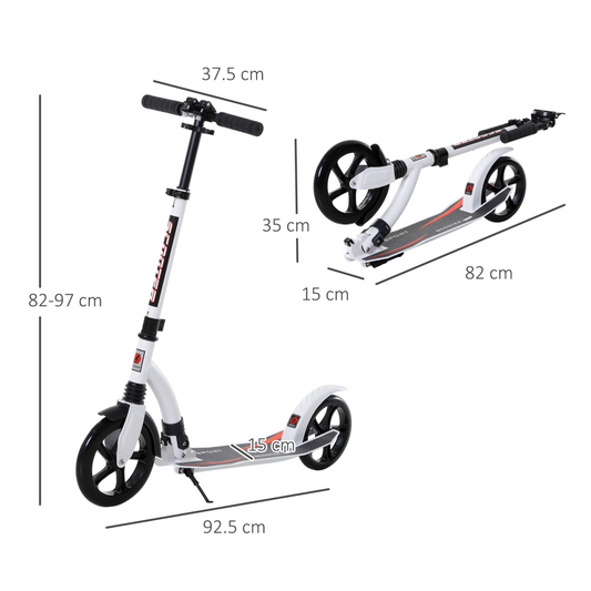 Teens Adult Kick Scooter Foldable Adjust Aluminum For Age 14 White