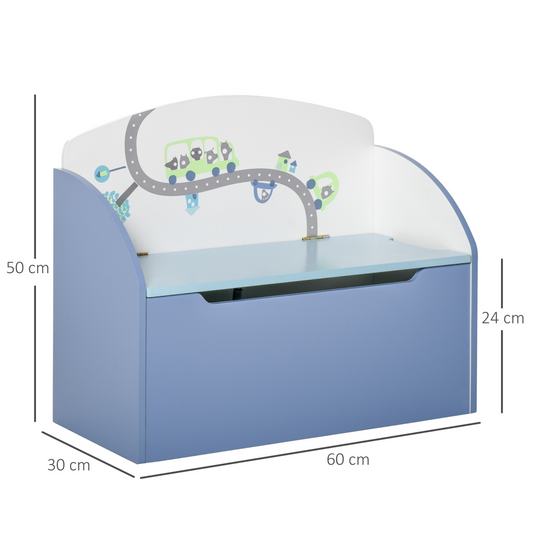 Kids Toy Chest with Backrest – Colourful Painted Design & Storage Bench HOMCOM