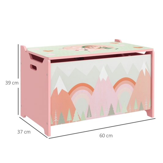 Kids Toy Box with Safety Hinge & Lid – Pink