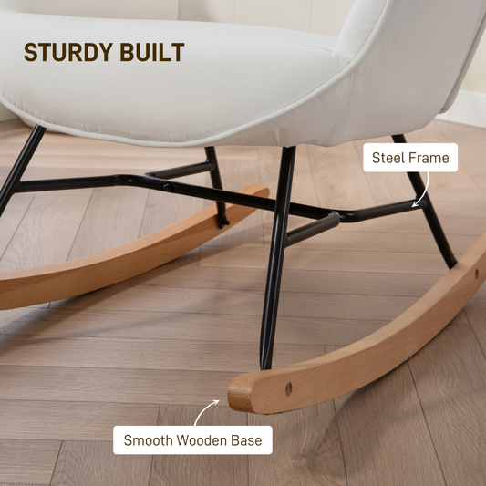 Cream Velvet Rocking Chair – Elegant Comfort for Any Room