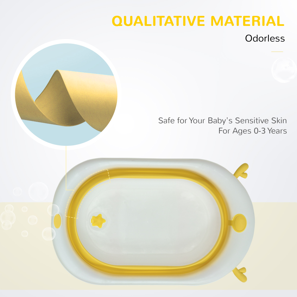 Foldable Baby Bath Tub with Temperature-Sensitive Plug & Adjustable Cushion