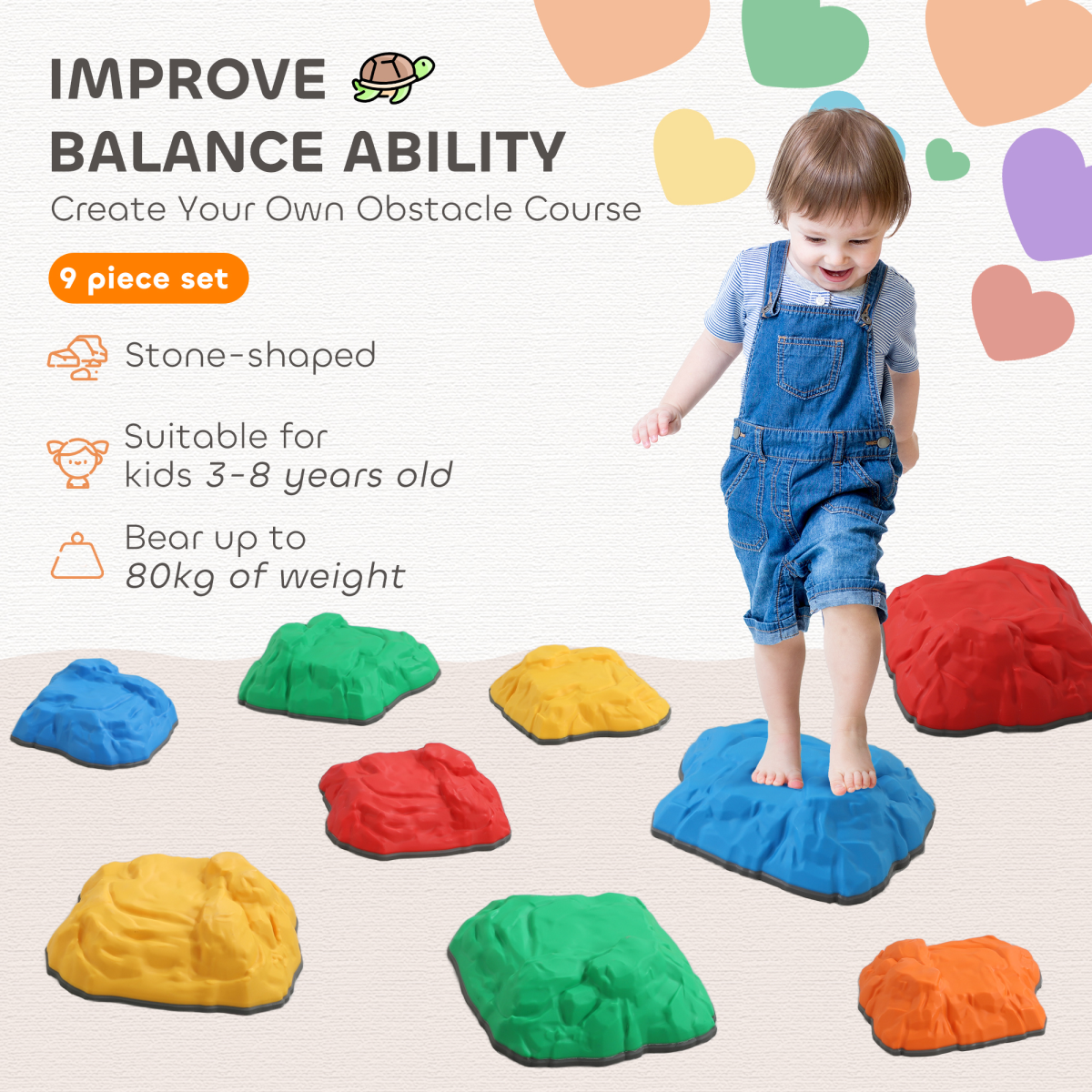 Kids Stepping Stone Balance Blocks – Set of 9