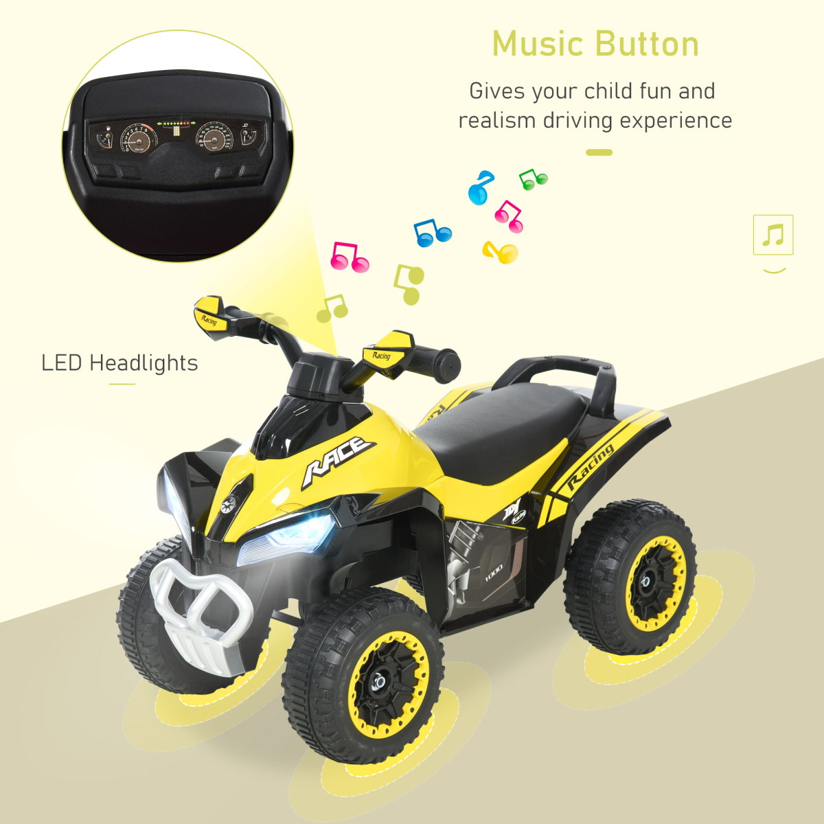 Kids’ Pedal-Free Ride-On Bike with Music & Lights