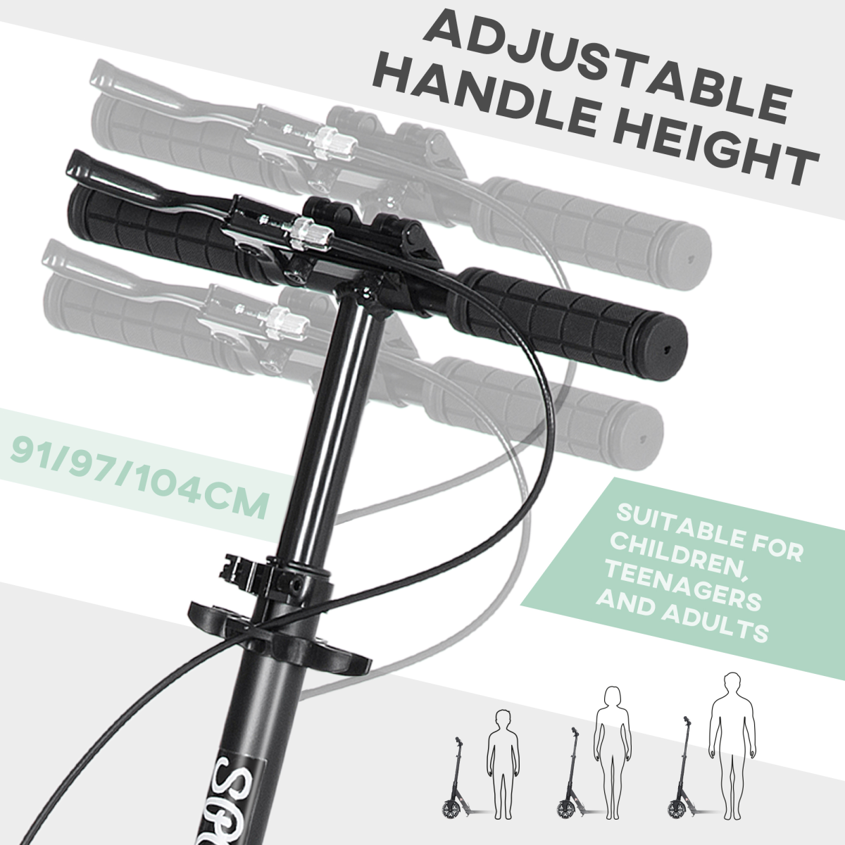 Folding Kick Scooter for 14 w/ Adjustable Height, Dual Brake System HOMCOM