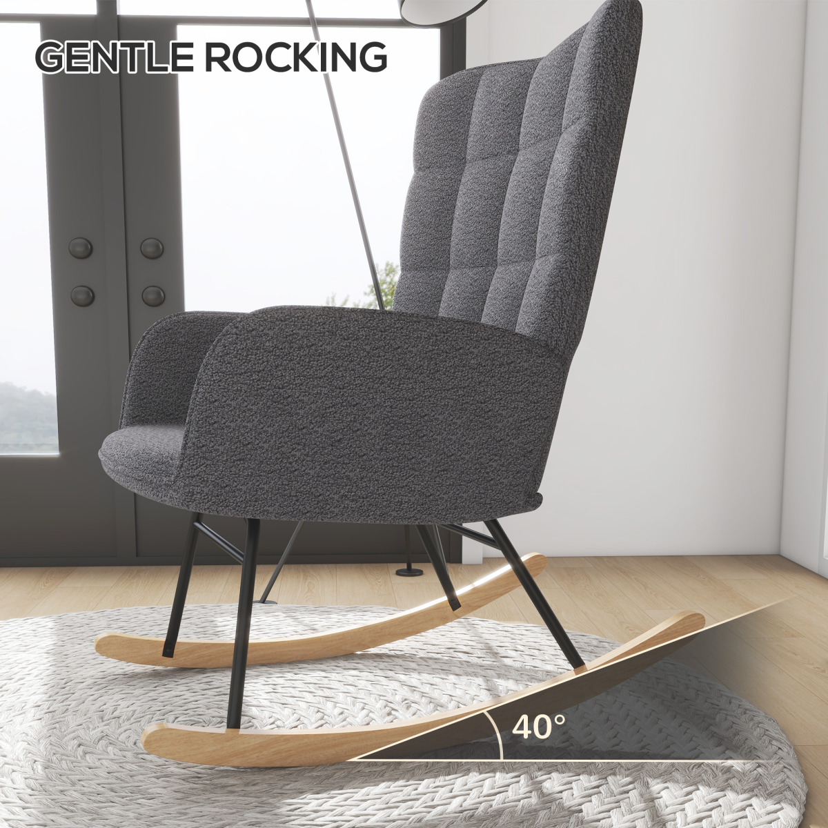 Comfortable Rocking Armchair – Soft Fleece Upholstery, Gentle Rocking Motion HOMCOM