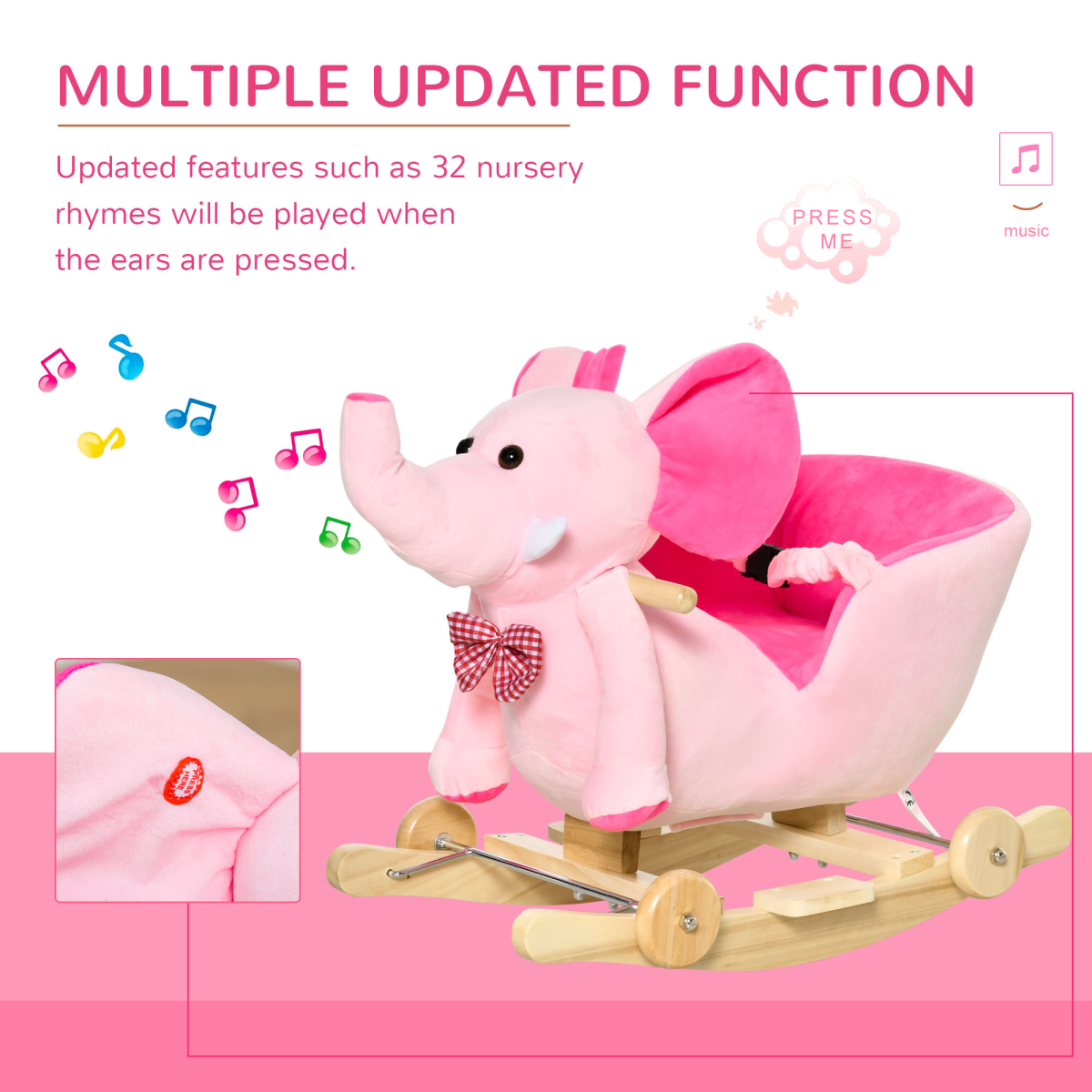 2-in-1 Kids Rocking Horse & Stroller – Elephant Design