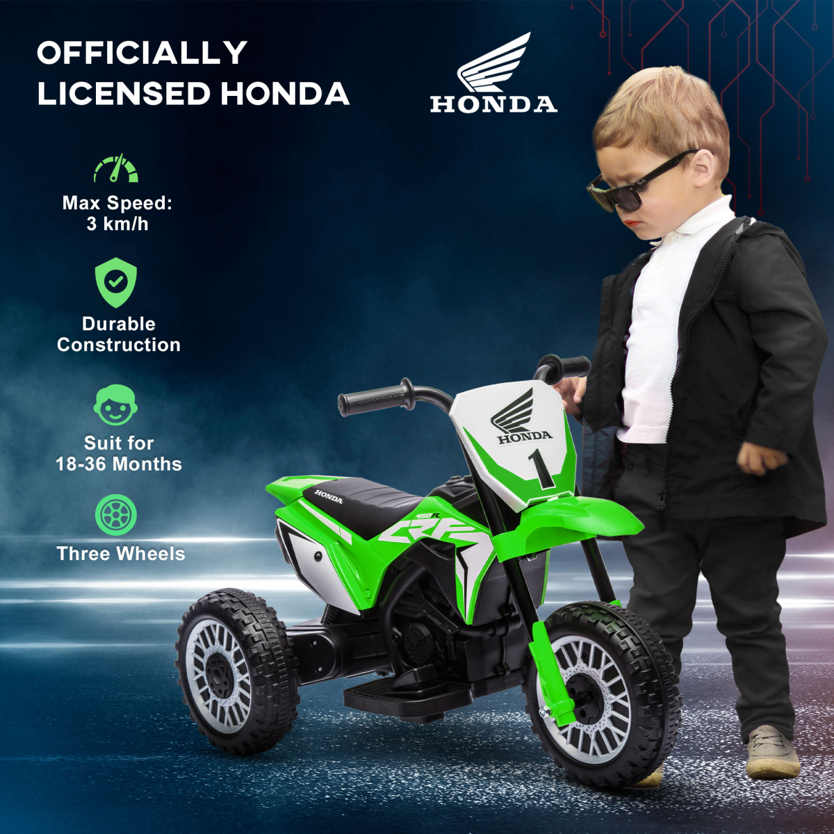 Honda CRF450RL Licensed Ride-On Motorcycle ā Green/White/Black