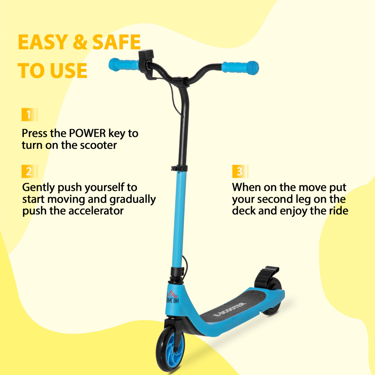 120W Electric Scooter w/ Battery Level Display, Rear Break - Blue