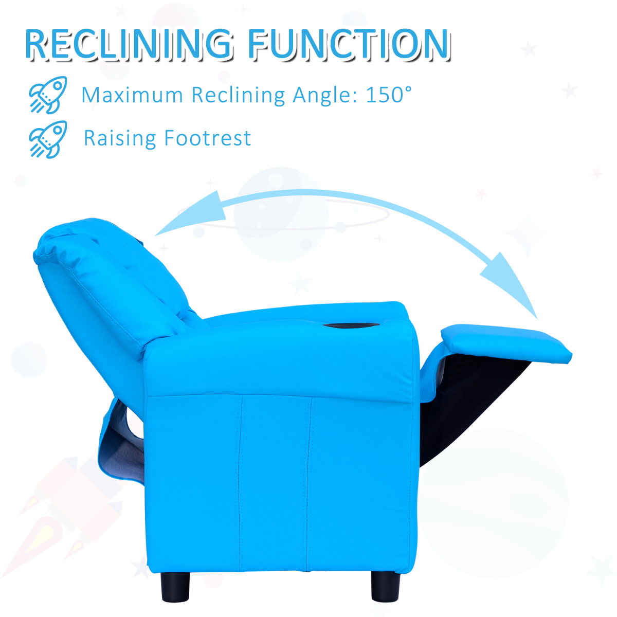 Kids’ Reclining Armchair with Footrest – PU Leather