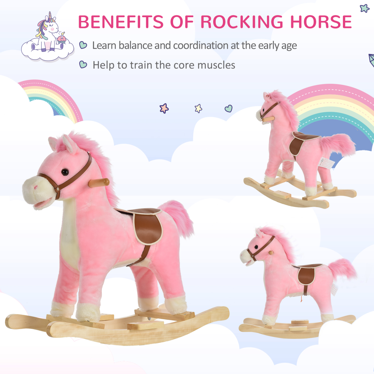 Kids Interactive Rocking Horse with Sounds & Moving Tail – Ages 3–6