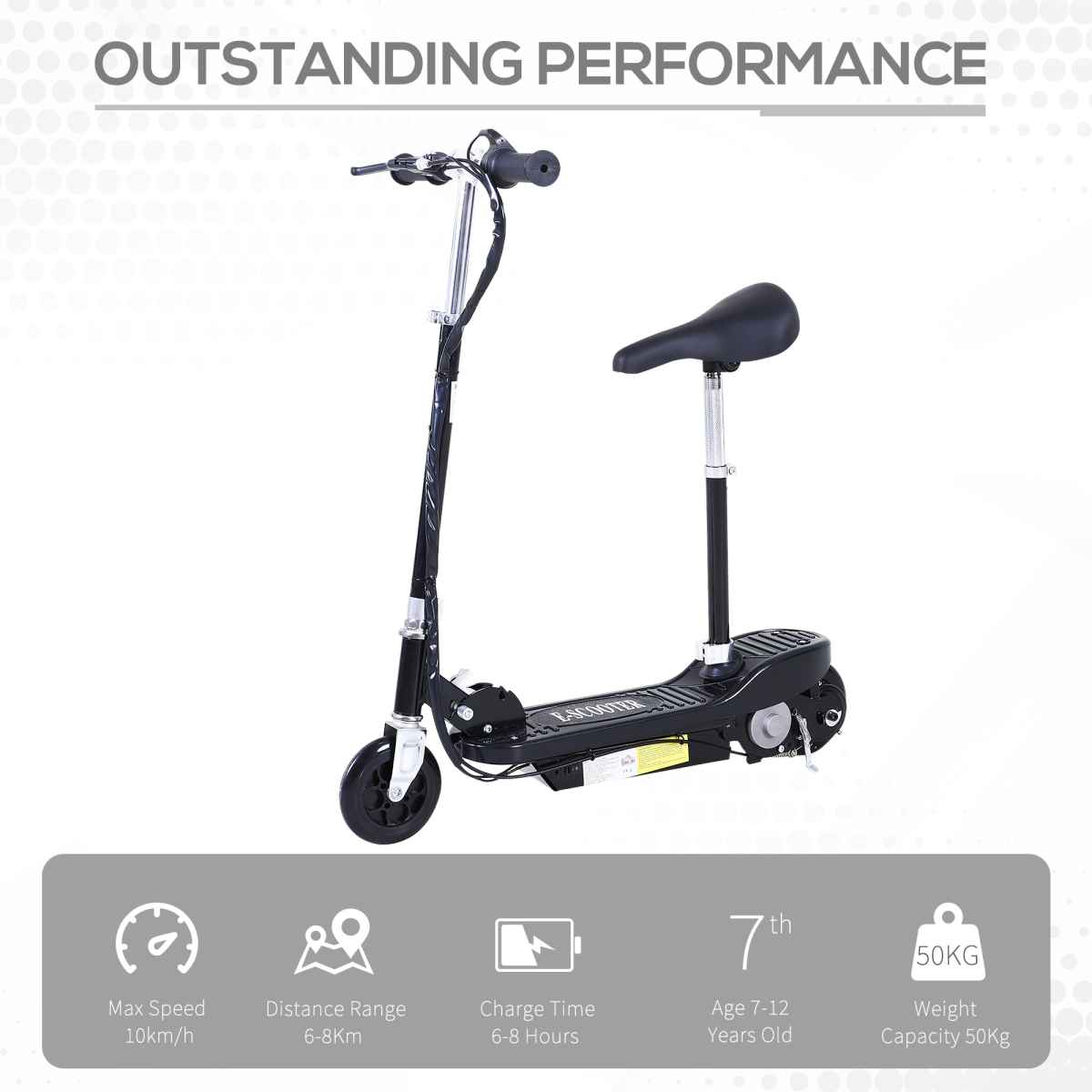 Kids Foldable Electric Powered Scooter 120W Toy Brake Kickstand Black