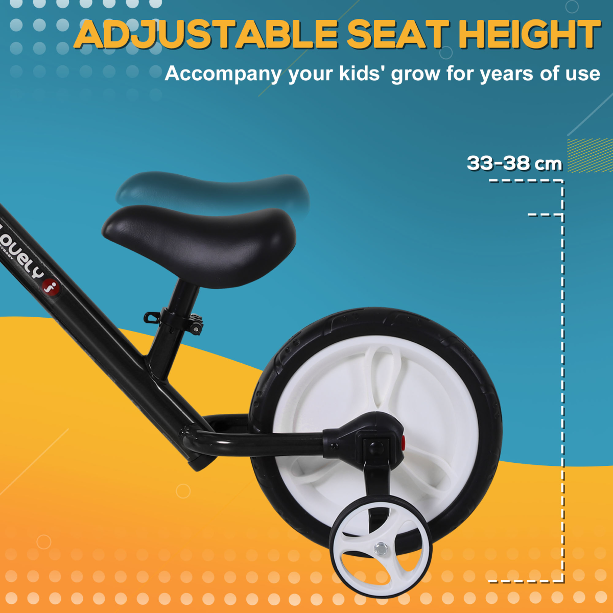 Kids 2-in-1 Balance Training Bike with Stabilizers & Pedals – Black (Ages 2–5)