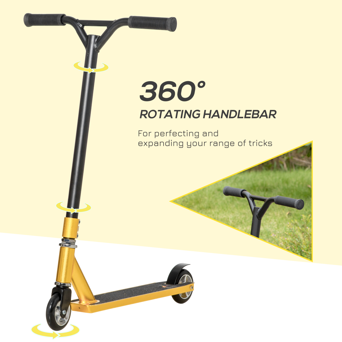 Stunt Scooter Entry Level Tricks Scooter for 14 Beginners, Gold HOMCOM