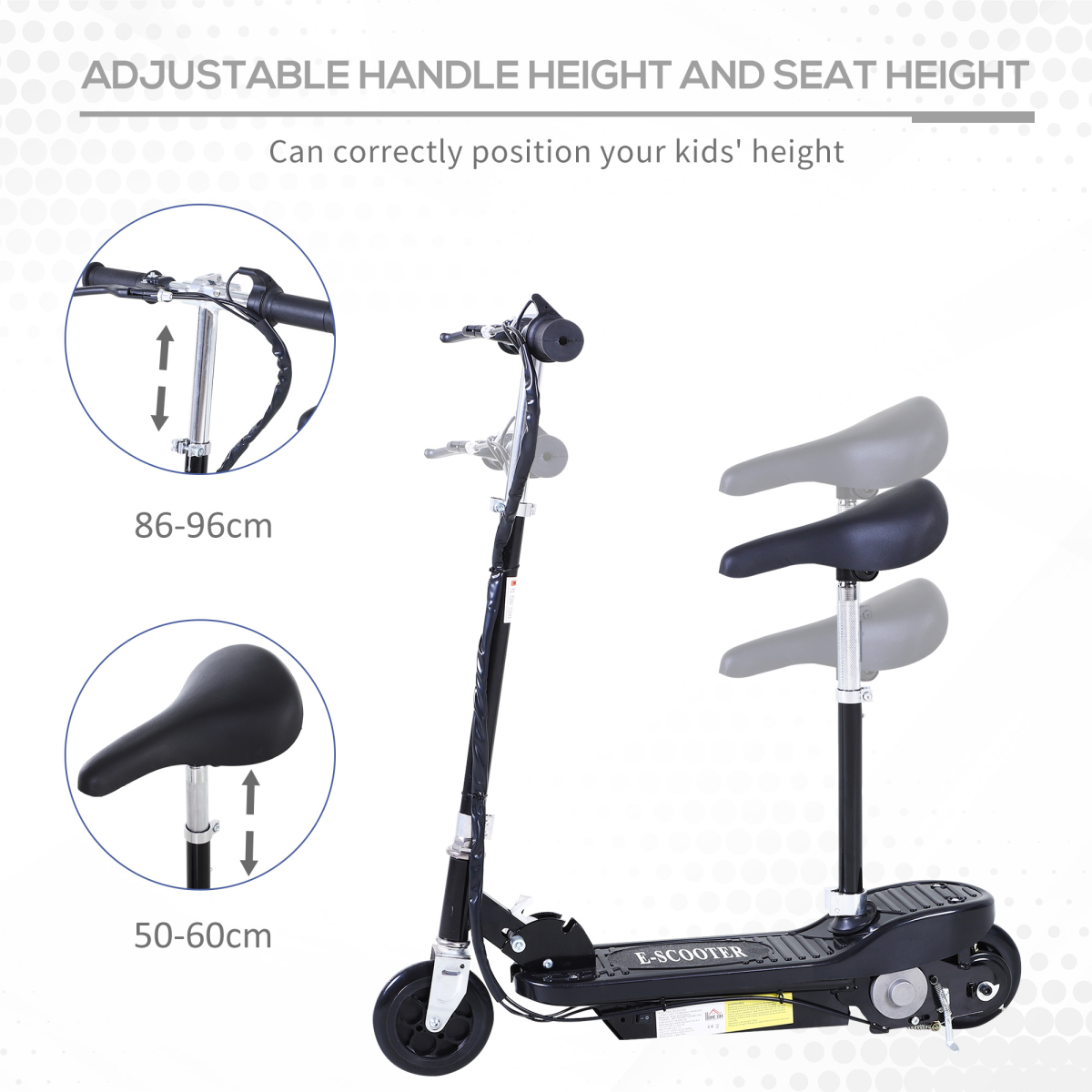 Kids Foldable Electric Powered Scooter 120W Toy Brake Kickstand Black