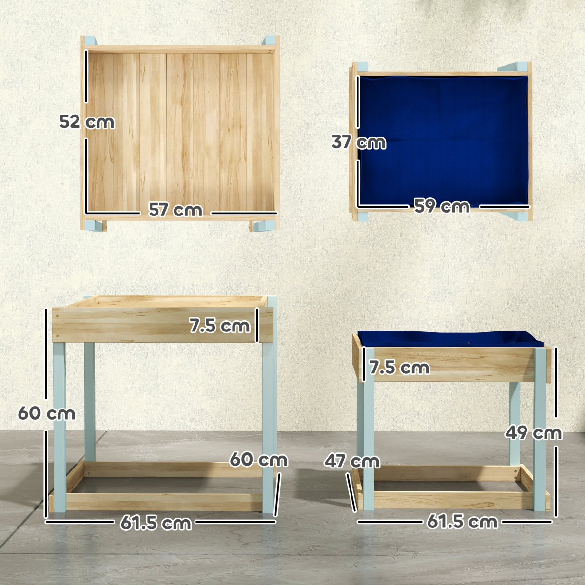 Dual Wooden Sand & Water Play Tables – Compact Nesting Design